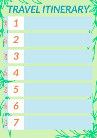Tropical Themed Travel Itinerary Template - Download Free Stock Templates Pikwizard.com