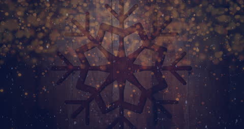 Festive Wintery Snowfall with Snowflake on Wood