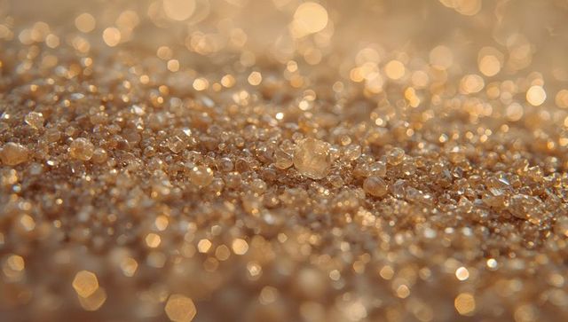 Glittering Morning Dew on Granular Soil Macro