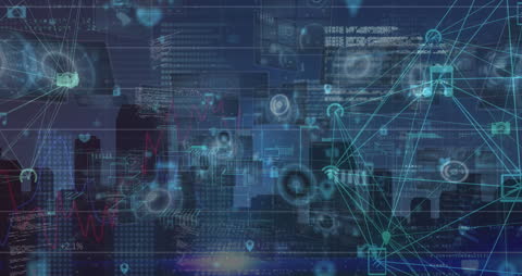 Futuristic Data Processing and Network Technology Animation