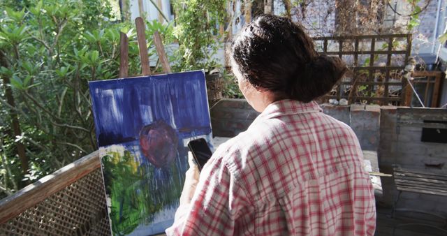 Woman Painting Outdoors on a Sunny Day - Download Free Stock Images Pikwizard.com