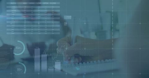 Business Analyst Writing Financial Data in Professional Workspace