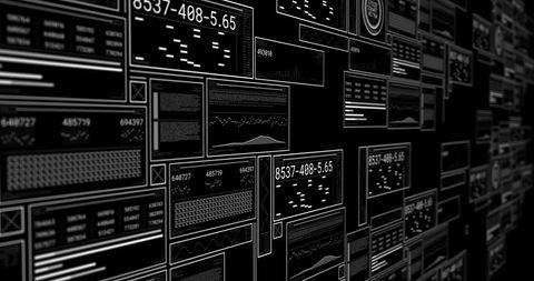 Data Processing Visuals on Black Background - Download Free Stock Images Pikwizard.com