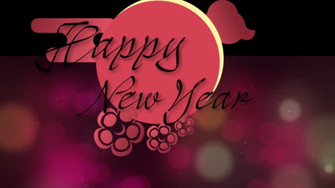 Happy New Year Text with Abstract Flower Design