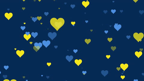 Colorful Floating Hearts on Dark Blue Background