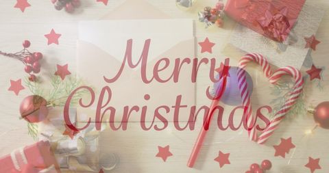 Festive Merry Christmas Greeting with Presents and Decorations - Download Free Stock Images Pikwizard.com