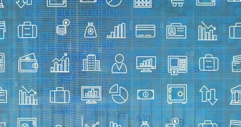 Digital Business Interface with Data Icons Overlay - Download Free Stock Images Pikwizard.com