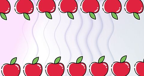 Red apples on wavy pastel background design