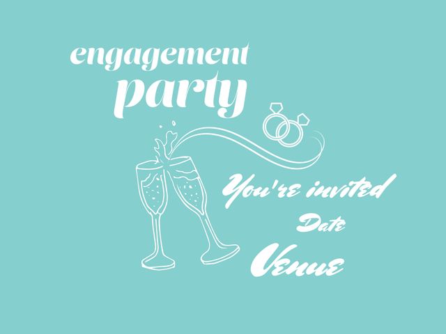 Elegant Engagement Party Invitation with Champagne Glasses - Download Free Stock Templates Pikwizard.com