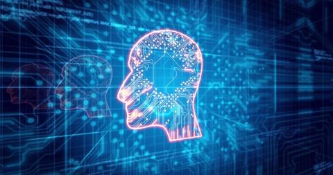 Futuristic AI Head with Circuit Technology Patterns in Digital Network - Download Free Stock Images Pikwizard.com