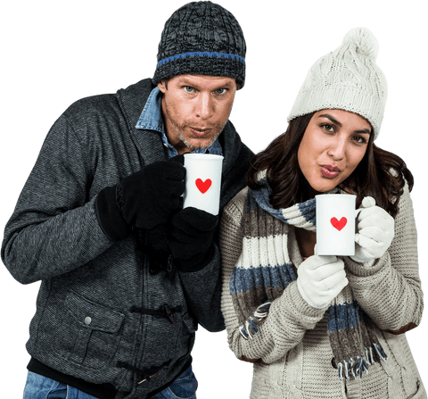 winter romance couple enjoying warmth of hot drinks - Download Free Stock Videos Pikwizard.com