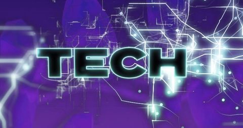 Glowing Neon TECH with Digital Network and Circuit Lines