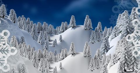 Wintry Tree Landscape Over Snowy Mountains in Abstract Design - Download Free Stock Images Pikwizard.com