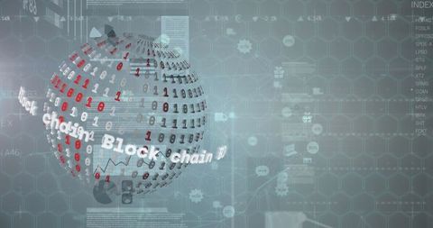 Digital Blockchain Data Processing over Globe Grid Interface - Download Free Stock Images Pikwizard.com