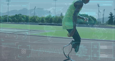 Disabled Athlete Running with Technology Data Visualization