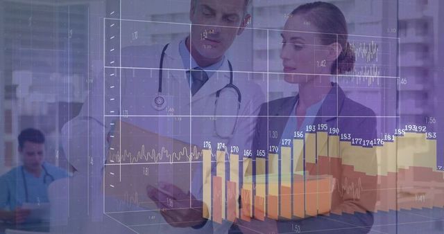Medical Professionals Analyzing Healthcare Data Charts and Graphs