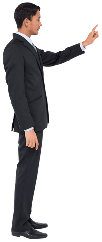 Smiling Asian Businessman Pointing in Formal Suit on Transparent Background - Download Free Stock Videos Pikwizard.com