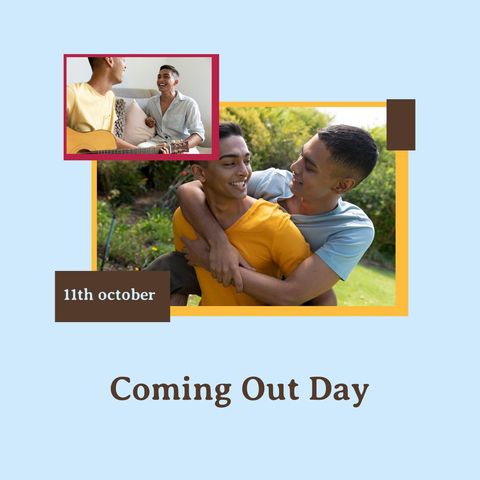 Happy Coming Out Day Embracing LGBTQ+ Couple - Download Free Stock Templates Pikwizard.com
