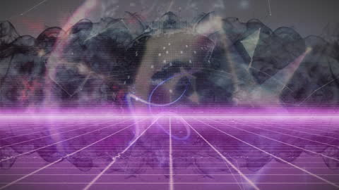 Futuristic Digital Art Concept with Light Trails and Network Globe