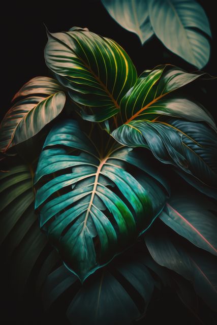 Close-Up of Tropical Leaves with Vibrant Colors - Download Free Stock Images Pikwizard.com