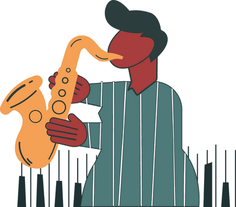 Transparent Illustration Saxophone Player Jazz Night Vibe