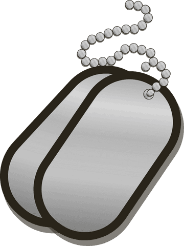 Metallic dog tags floating over transparent background