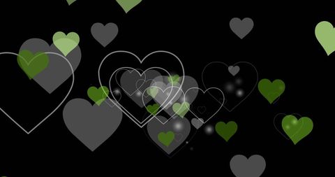 Floating Green and Grey Hearts on Black Background - Download Free Stock Images Pikwizard.com