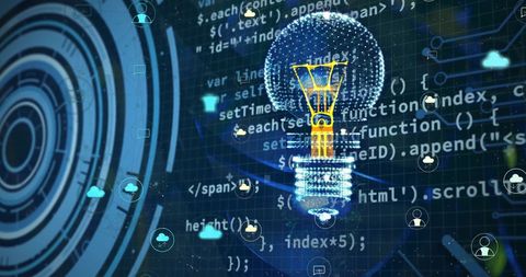 Digital Lightbulb Idea with Technology Interface Concepts - Download Free Stock Images Pikwizard.com