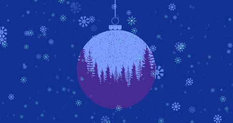 Elegant Christmas Bauble Hanging Amid Falling Snowflakes - Download Free Stock Images Pikwizard.com