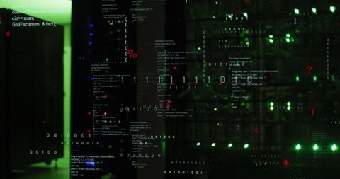 Data Processing Overlay on Server Room and Digital Interface - Download Free Stock Images Pikwizard.com