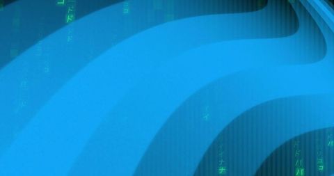 Digital Wave Patterns with Green Abstract Code