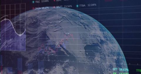 Digital Globe with Financial Data Visualization Overlay