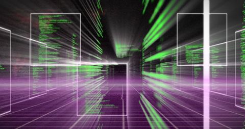 Abstract Digital Data Streams Flowing in Purple-Coded Space - Download Free Stock Images Pikwizard.com
