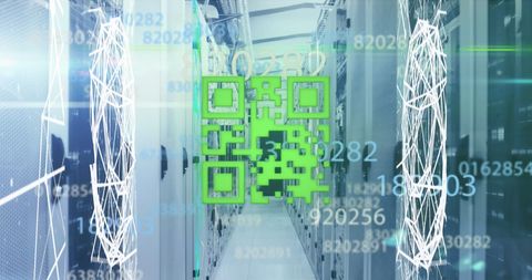 QR Code Digital Overlay on Data Center Servers - Download Free Stock Images Pikwizard.com