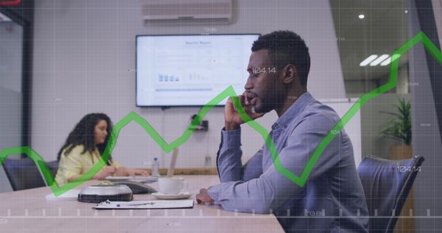 Focused Businessman Analyzing Growth Chart in Conference Room - Download Free Stock Images Pikwizard.com