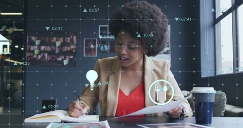 Businesswoman Engaged in Digital Data Analysis at Modern Office