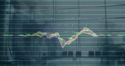 Financial Data Analysis in Modern Office with Digital Overlay