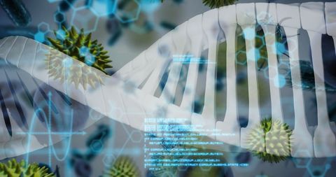 Futuristic DNA Strand with Virus Cells - Download Free Stock Images Pikwizard.com