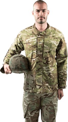 transparent portrait of confident soldier holding helmet - Download Free Stock Videos Pikwizard.com