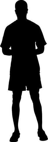 Transparent silhouette of sportsman standing in contemplation