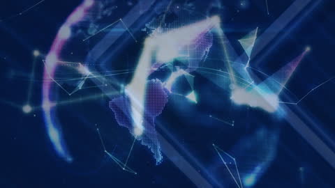 Animated Global Network Visualization on Dark Tech Background