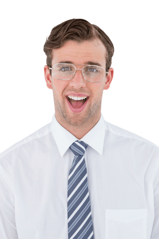 Transparent Happy Businessman Wearing Glasses Smiling Broadly - Download Free Stock Videos Pikwizard.com
