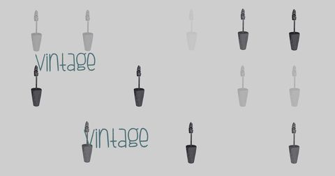 Vintage-inspired pattern with mascara brushes and text