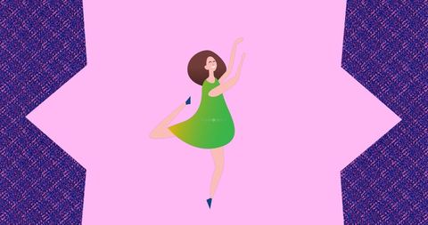 Joyful Woman Dancing Vibrantly in Colorful Abstract Background