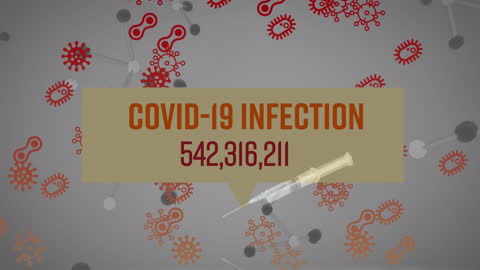 COVID-19 Infection Statistics with Vaccine Syringe