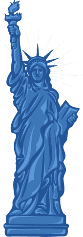 Flat design lady liberty on transparent background symbolizing freedom