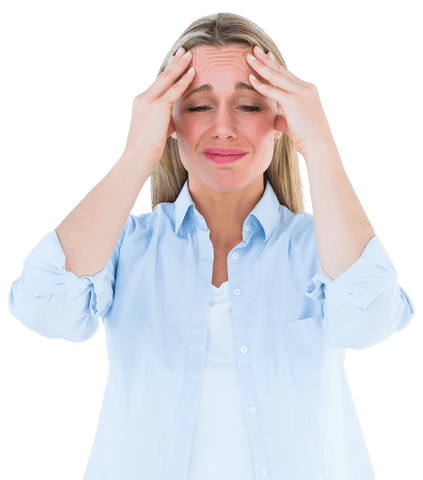 Transparent Blonde Woman Experiencing Headache Suffering Stress