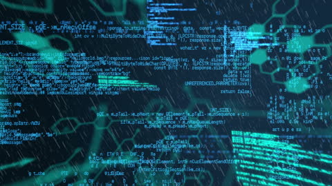 Green Hexagons and Data Lines on Digital Interface Background