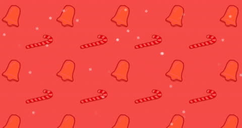 Festive Red Christmas Pattern with Falling Snowflakes