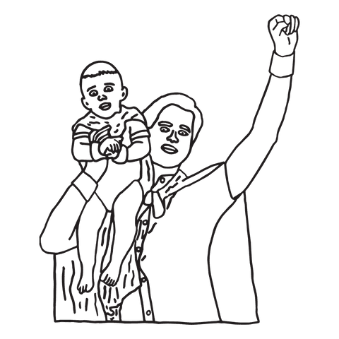 Transparent vector illustration of father and son with cape